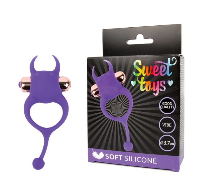 Эрекционное кольцо с вибрацией "Sweet Toys" фиолетовый "дъяволенок" 